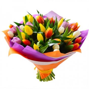 Букет из разноцветных тюльпанов "Ощущение свежести"